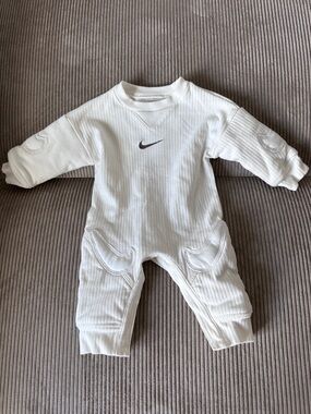 Nike White Ribbed Baby One-Piece Romper